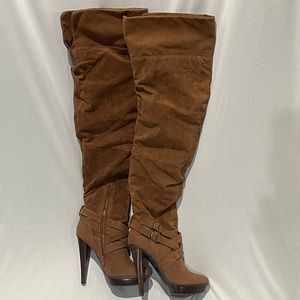 Bakers Camel “Lake” Over the Knee Heeled Boots Size 7B
